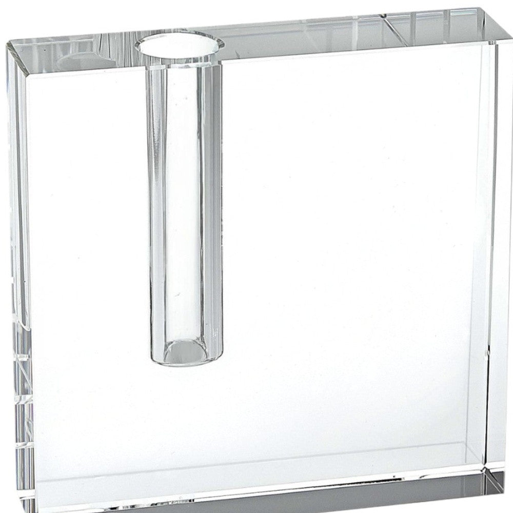 6" Clear Square Lead Free Crystal Bud Vase-Vases-DECOROLALA