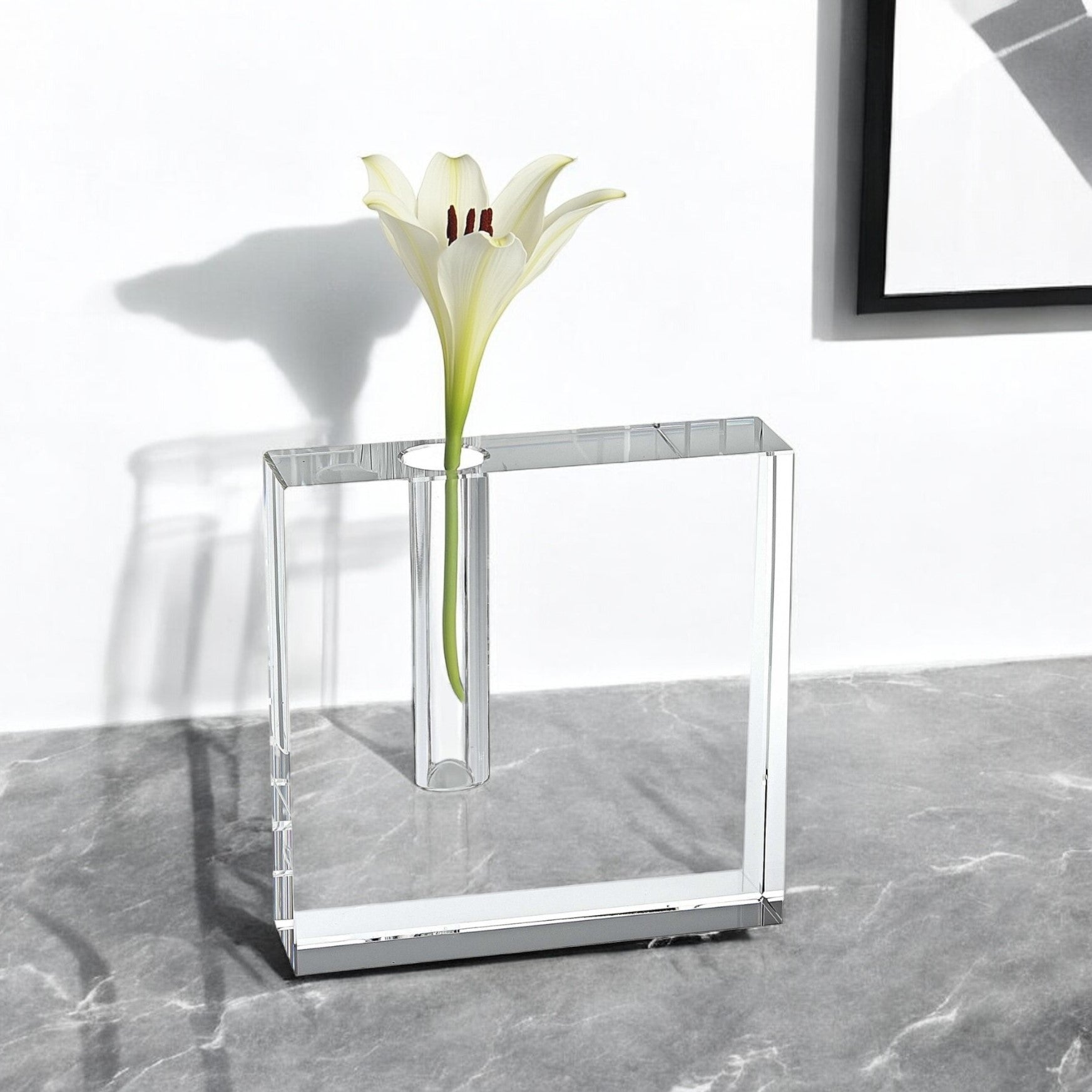 6" Clear Square Lead Free Crystal Bud Vase-Vases-DECOROLALA