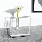6" Clear Square Lead Free Crystal Bud Vase-Vases-DECOROLALA