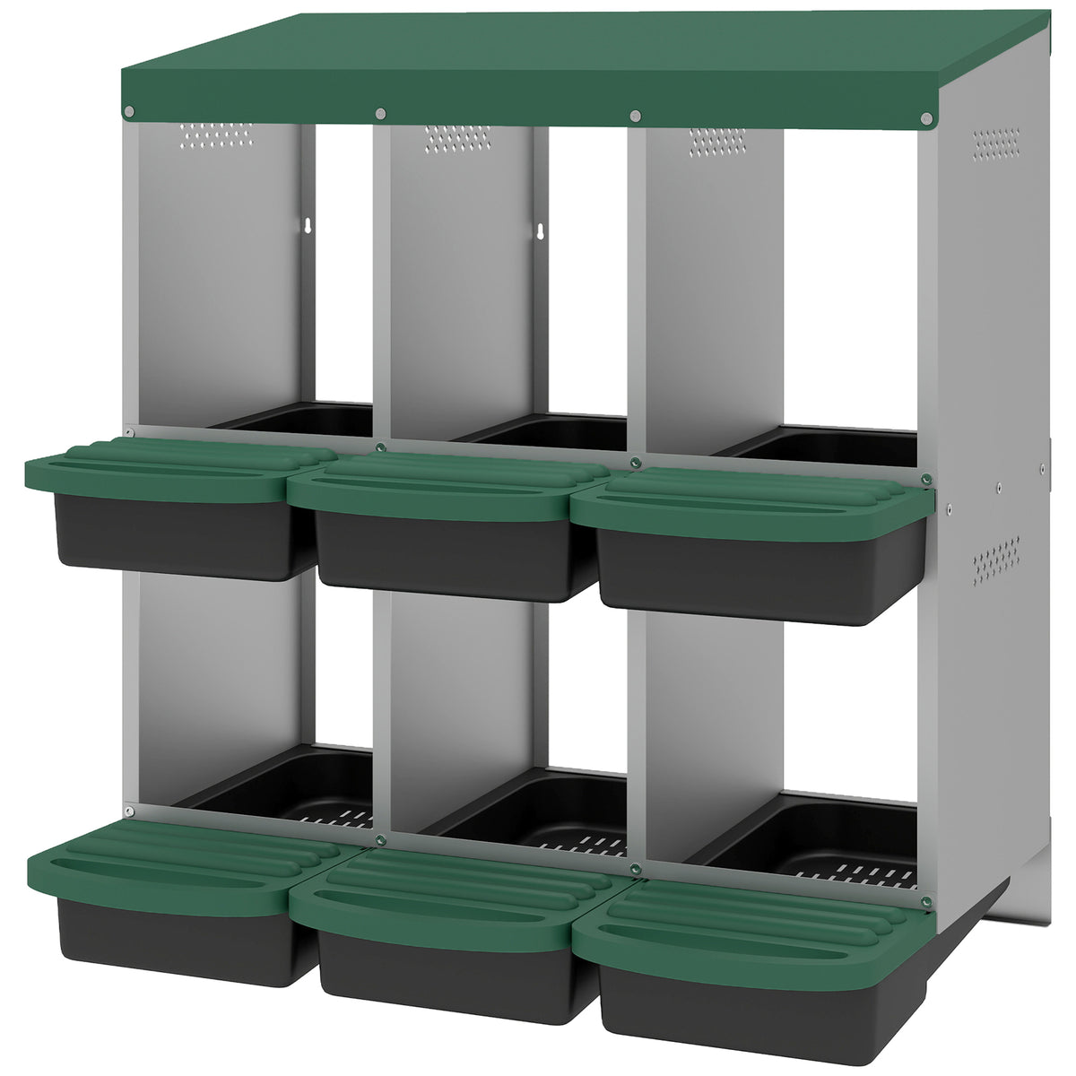 6-Compartment Metal Roll-Away Chicken Nesting Boxes - Silver-Small Animal Supplies-DECOROLALA