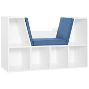 6-Cubby Bookcase with Reading Nook Seat Cushion - Blue-Home Furnishings > Storage & Organization > Bookshelves & Bookcases > Small Bookshelves-DECOROLALA