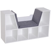 6-Cubby Bookcase with Reading Nook Seat Cushion - Grey-Home Furnishings > Storage & Organization > Bookshelves & Bookcases > Small Bookshelves-DECOROLALA