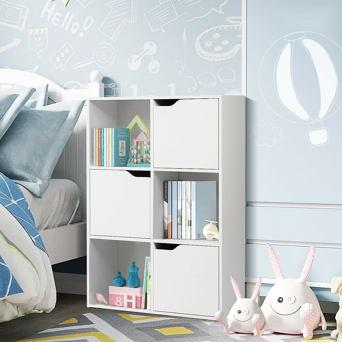 6 Cubes Wood Storage Shelves Organization-Bookcases-DECOROLALA