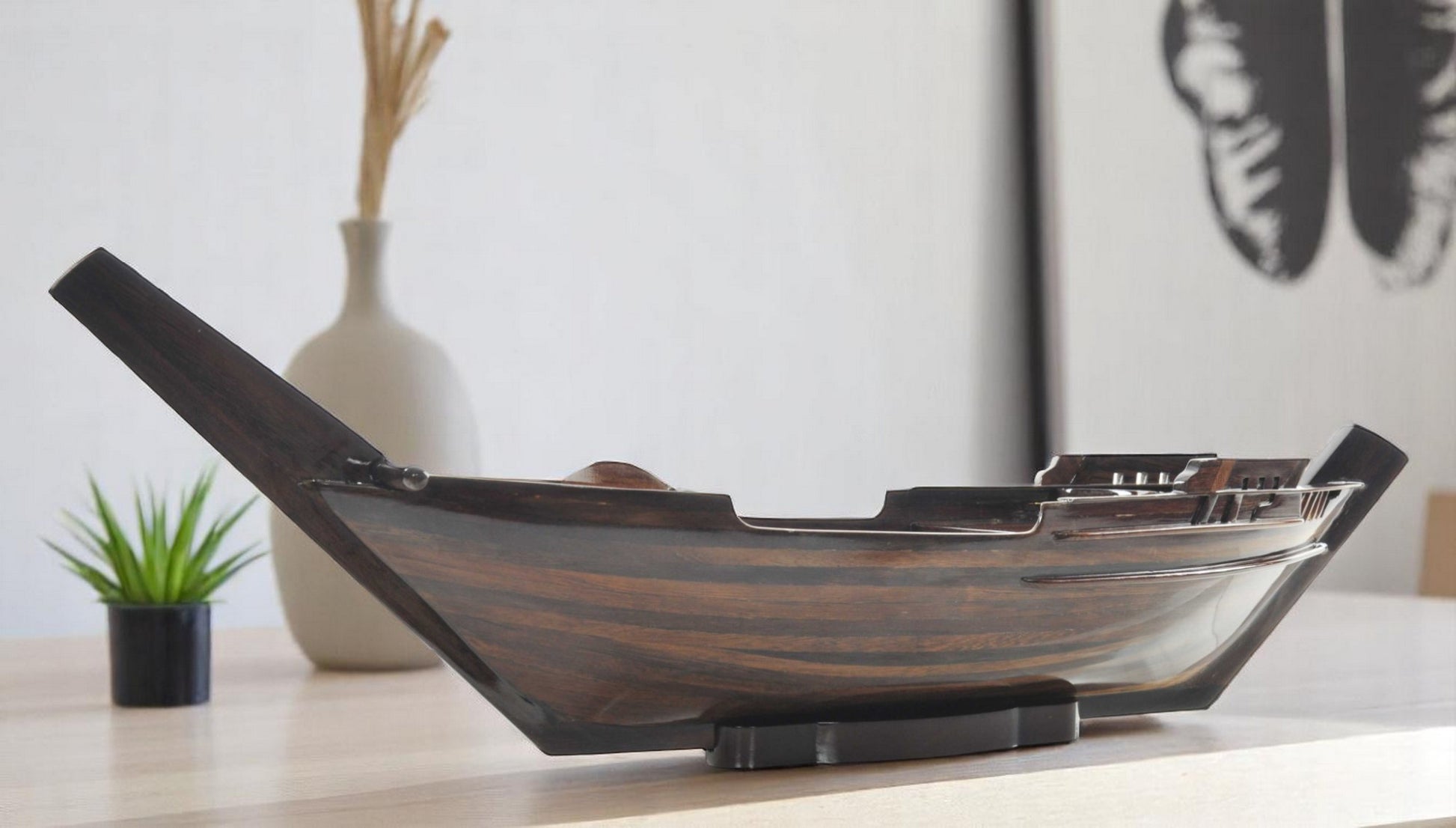 6" Dark Brown Novelty Wood Serving Tray With Handles-Trays-DECOROLALA