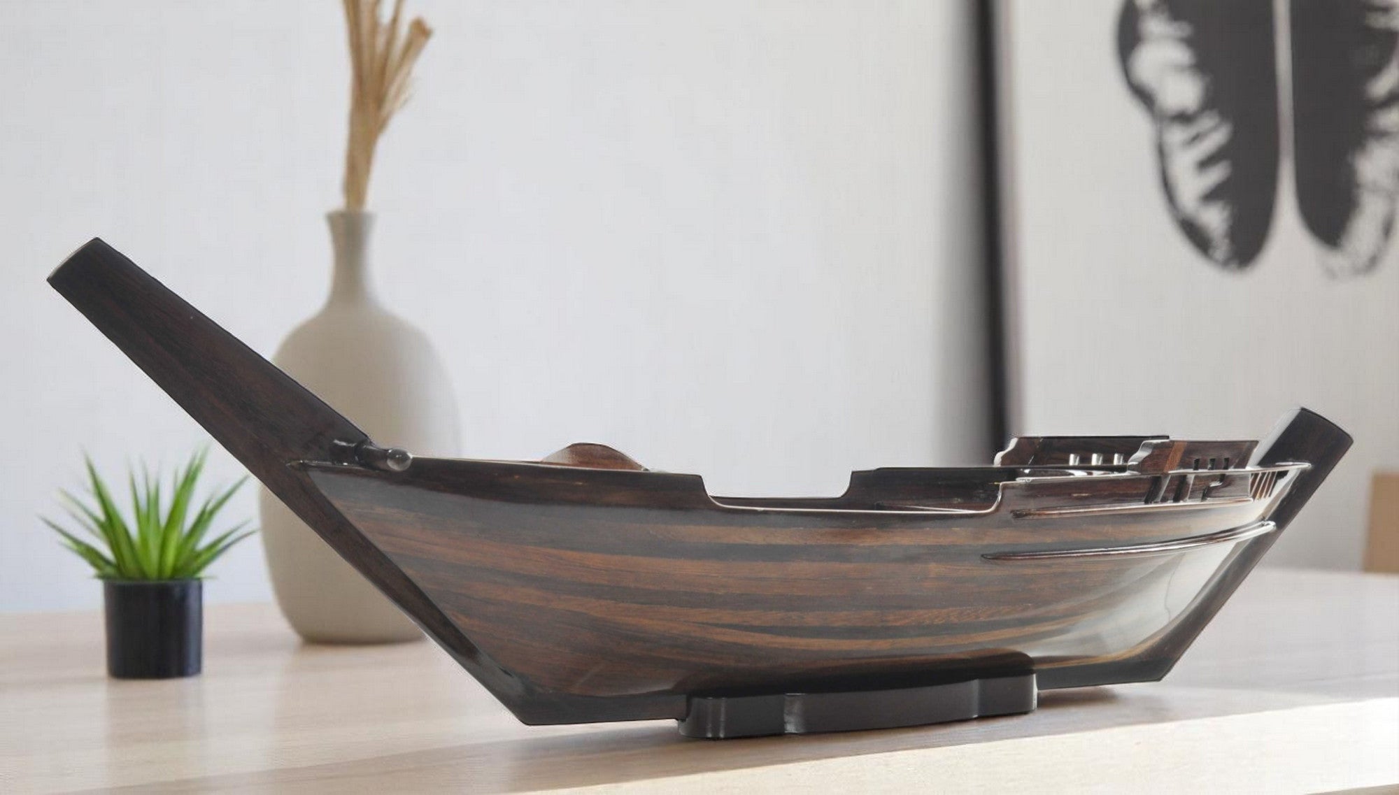 6" Dark Brown Novelty Wood Serving Tray With Handles-Trays-DECOROLALA