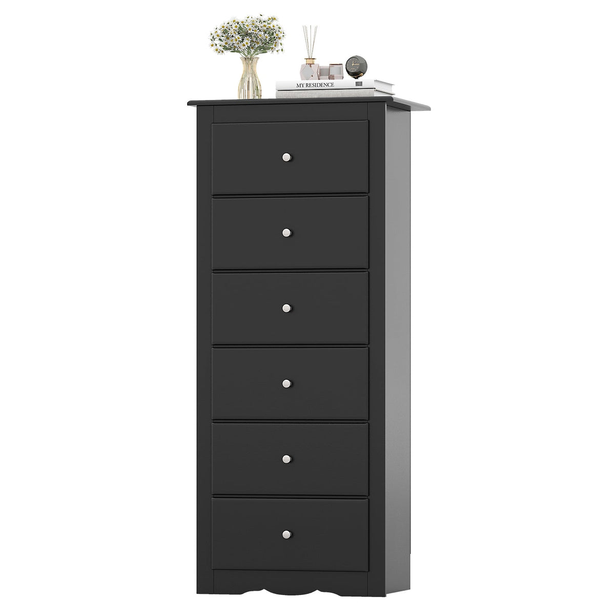 6 Drawer Chest Dresser - Black (min order qty 2)-Dressers & Chests-DECOROLALA