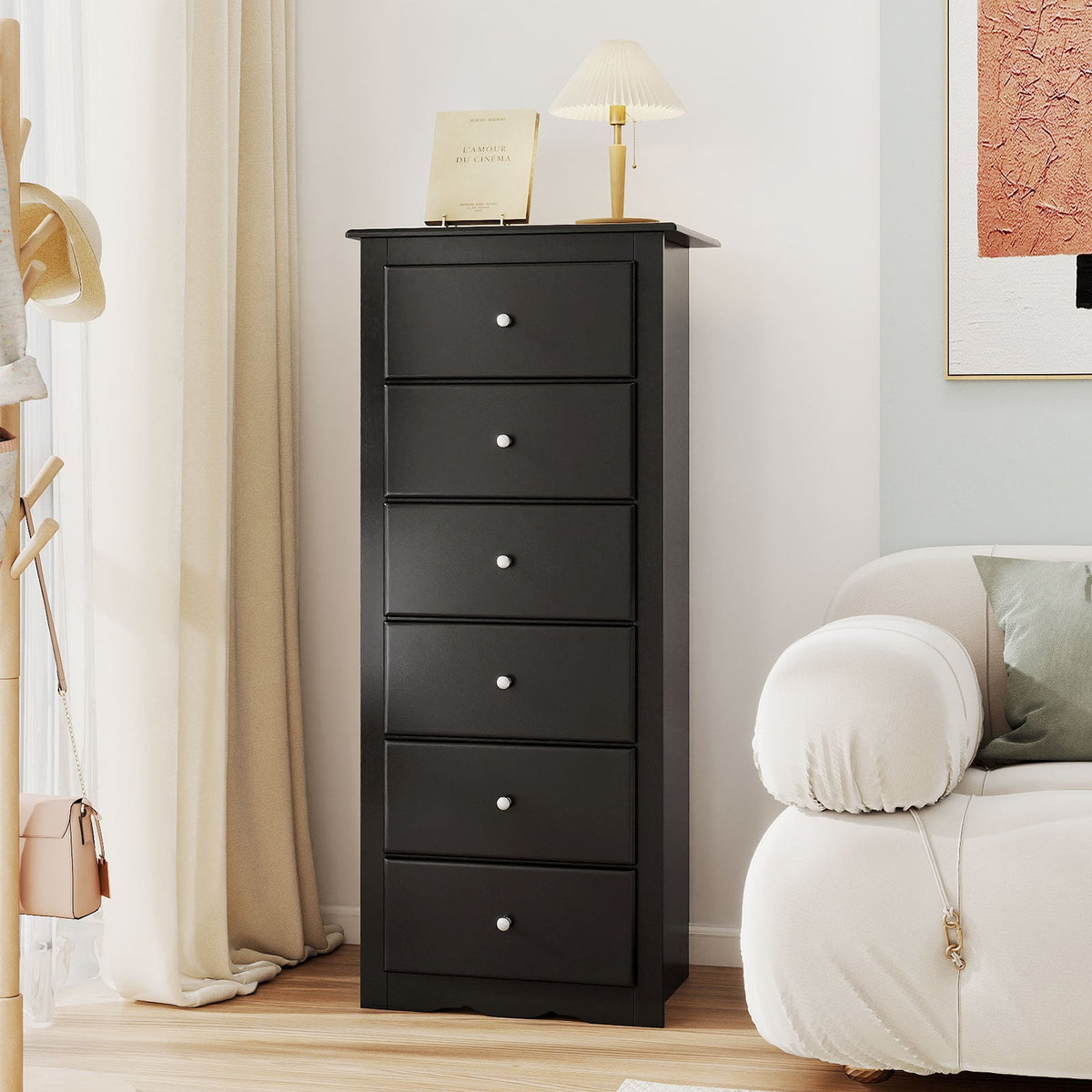 6 Drawer Chest Dresser - Black (min order qty 2)-Dressers & Chests-DECOROLALA