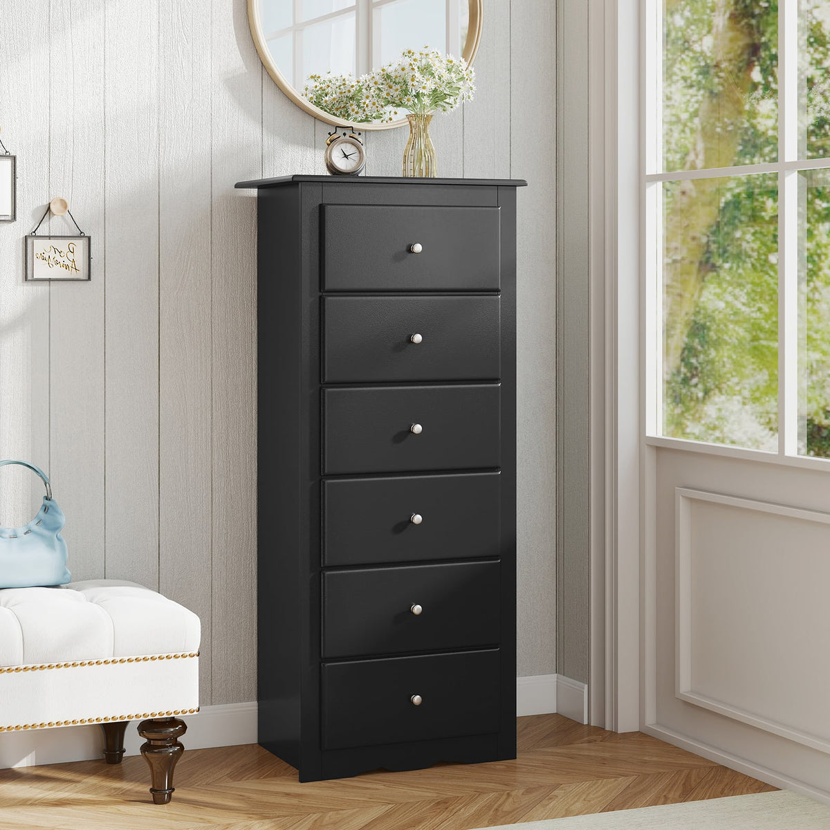 6 Drawer Chest Dresser - Black (min order qty 2)-Dressers & Chests-DECOROLALA