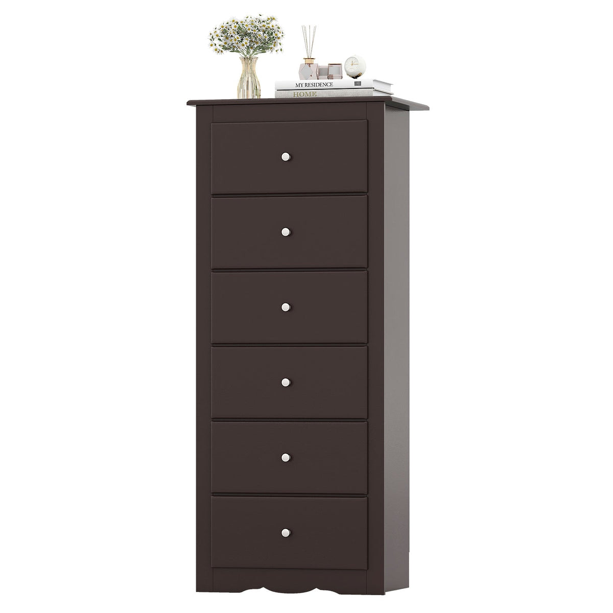6 Drawer Chest Dresser - Brown (min order qty 2)-Dressers & Chests-DECOROLALA