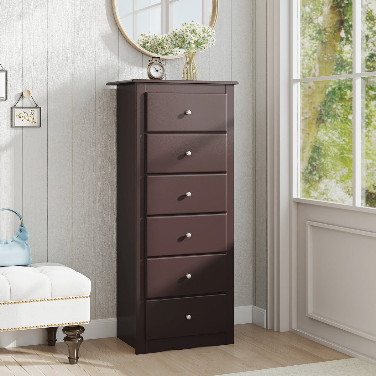6 Drawer Chest Dresser - Brown (min order qty 2)-Dressers & Chests-DECOROLALA