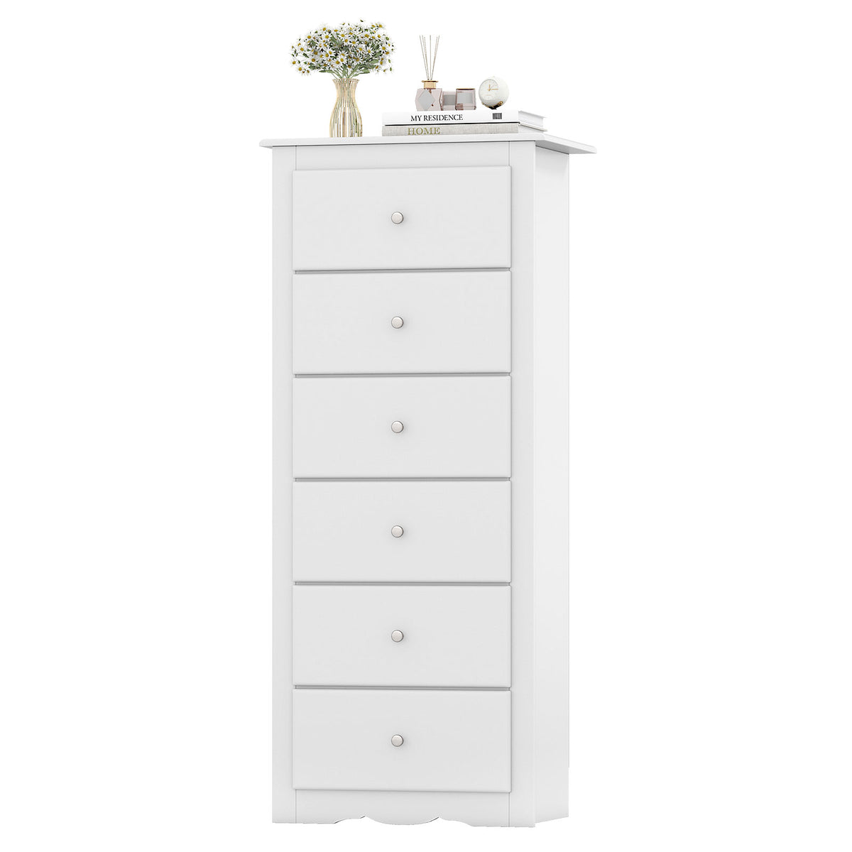 6 Drawer Chest Dresser White (min order qty 2)-Dressers & Chests-DECOROLALA