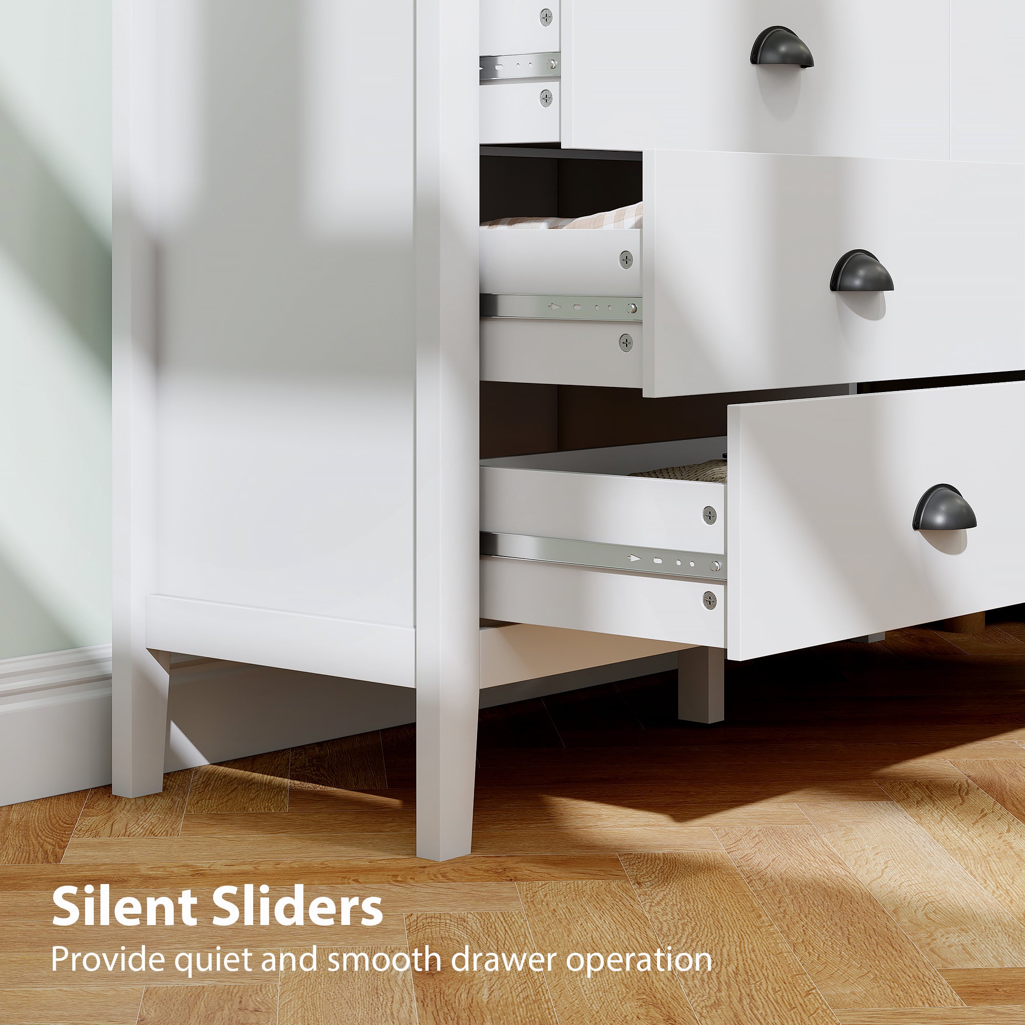 6 Drawer Dresser - White & Oak Modern Chest of Drawers-DECOROLALA