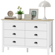 6 Drawer Dresser - White & Oak Modern Chest of Drawers-DECOROLALA