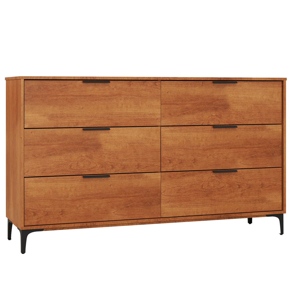 6-Drawer Dresser with Interlock System for Bedroom Living Room-Cherry-Dressers & Chests-DECOROLALA