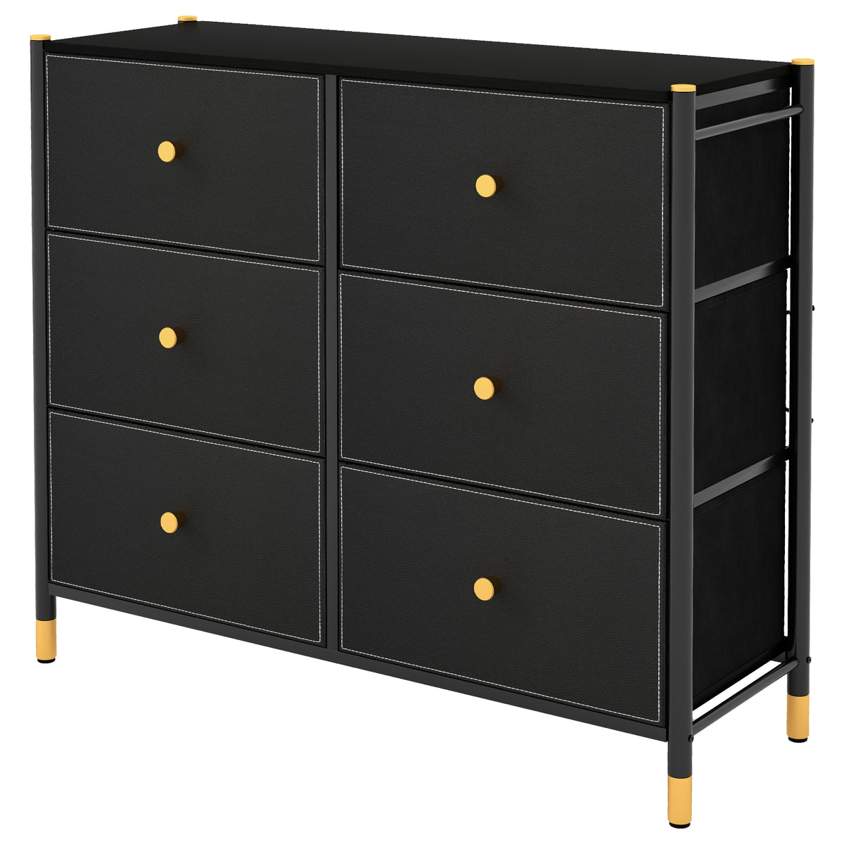 6-Drawer Fabric Dresser - Black Metal Frame (min order qty 2)-Dressers & Chests-DECOROLALA