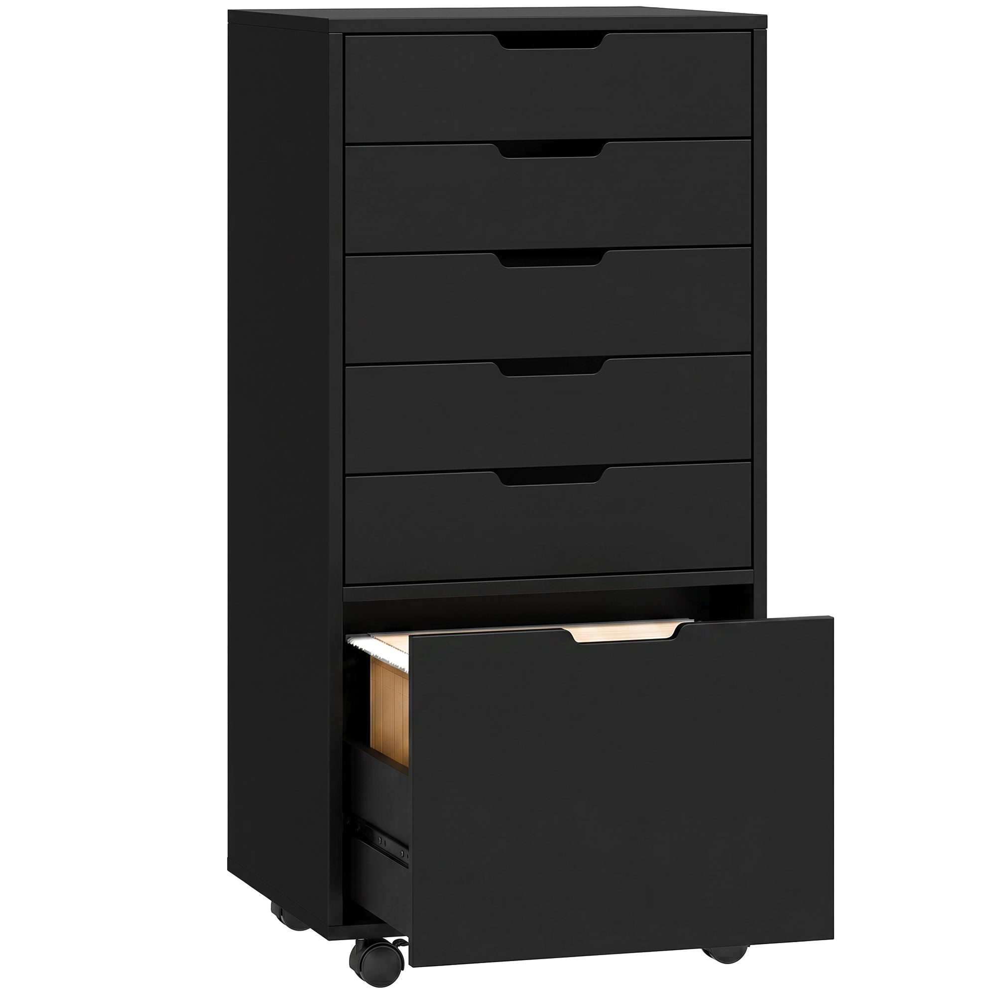 6-Drawer Mobile File Cabinet & Printer Stand - Black 39" H-Office Products > Office Furniture > Office Cabinets & Cupboards-DECOROLALA