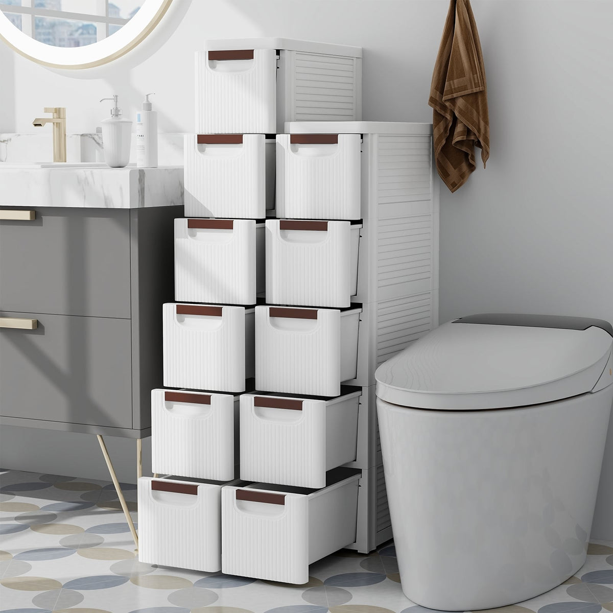 6-Drawer Rolling Storage Cabinet - White PP (min order qty 2)-Dressers & Chests-DECOROLALA