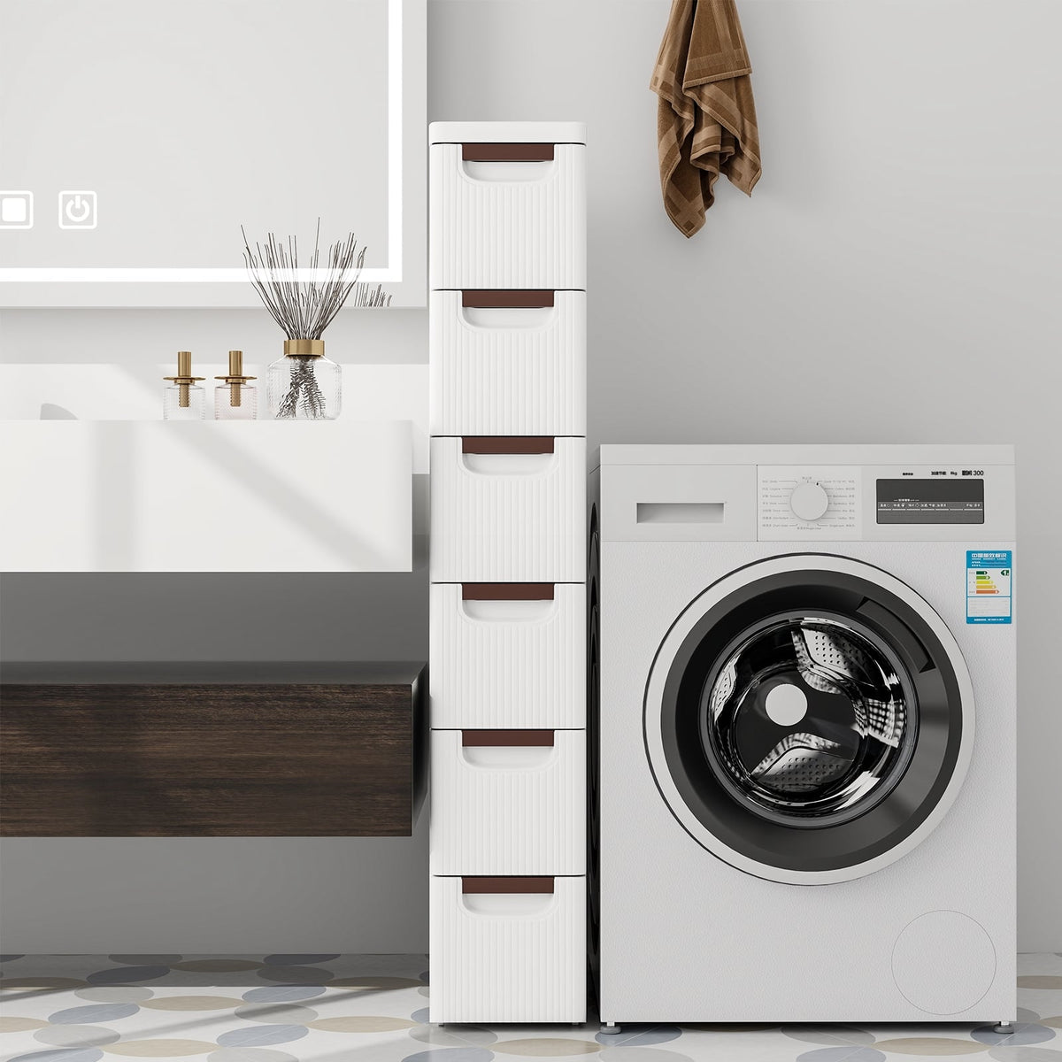 6-Drawer Rolling Storage Cabinet - White PP (min order qty 2)-Dressers & Chests-DECOROLALA
