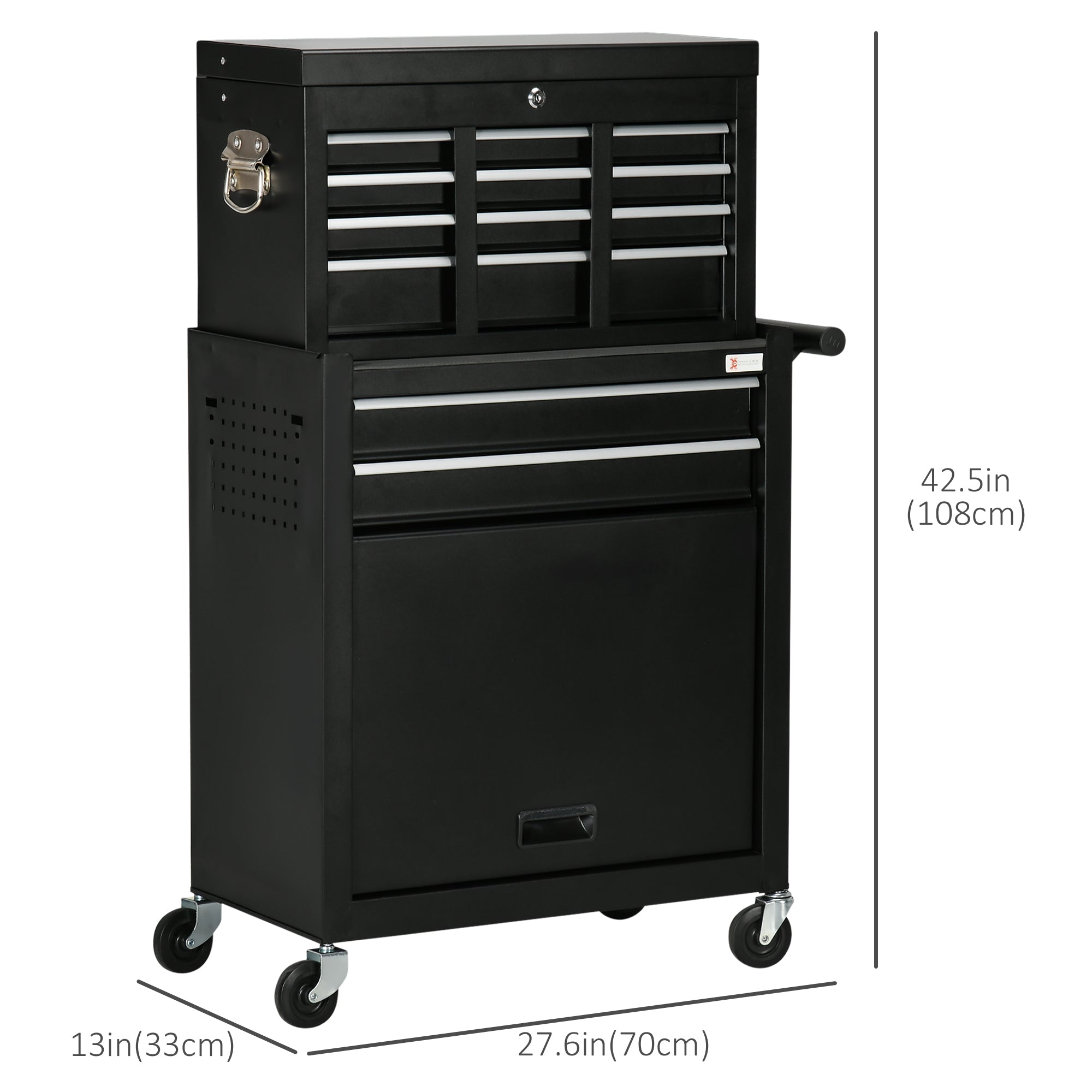 6-Drawer Rolling Tool Chest and Storage Cabinet - Black-DECOROLALA