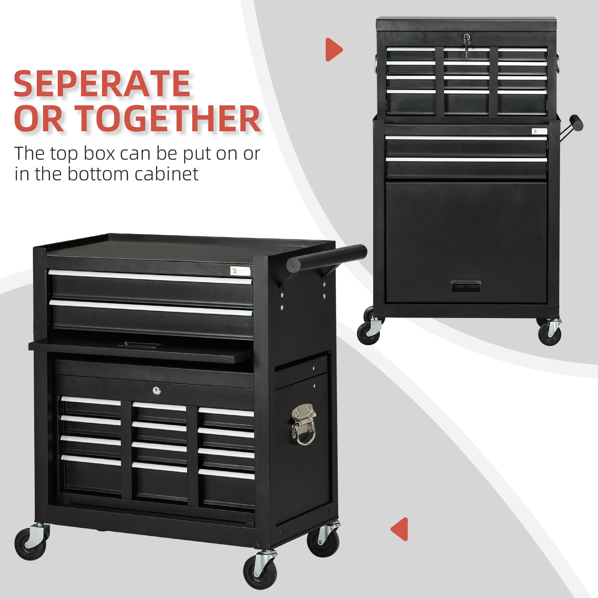 6-Drawer Rolling Tool Chest and Storage Cabinet - Black-DECOROLALA