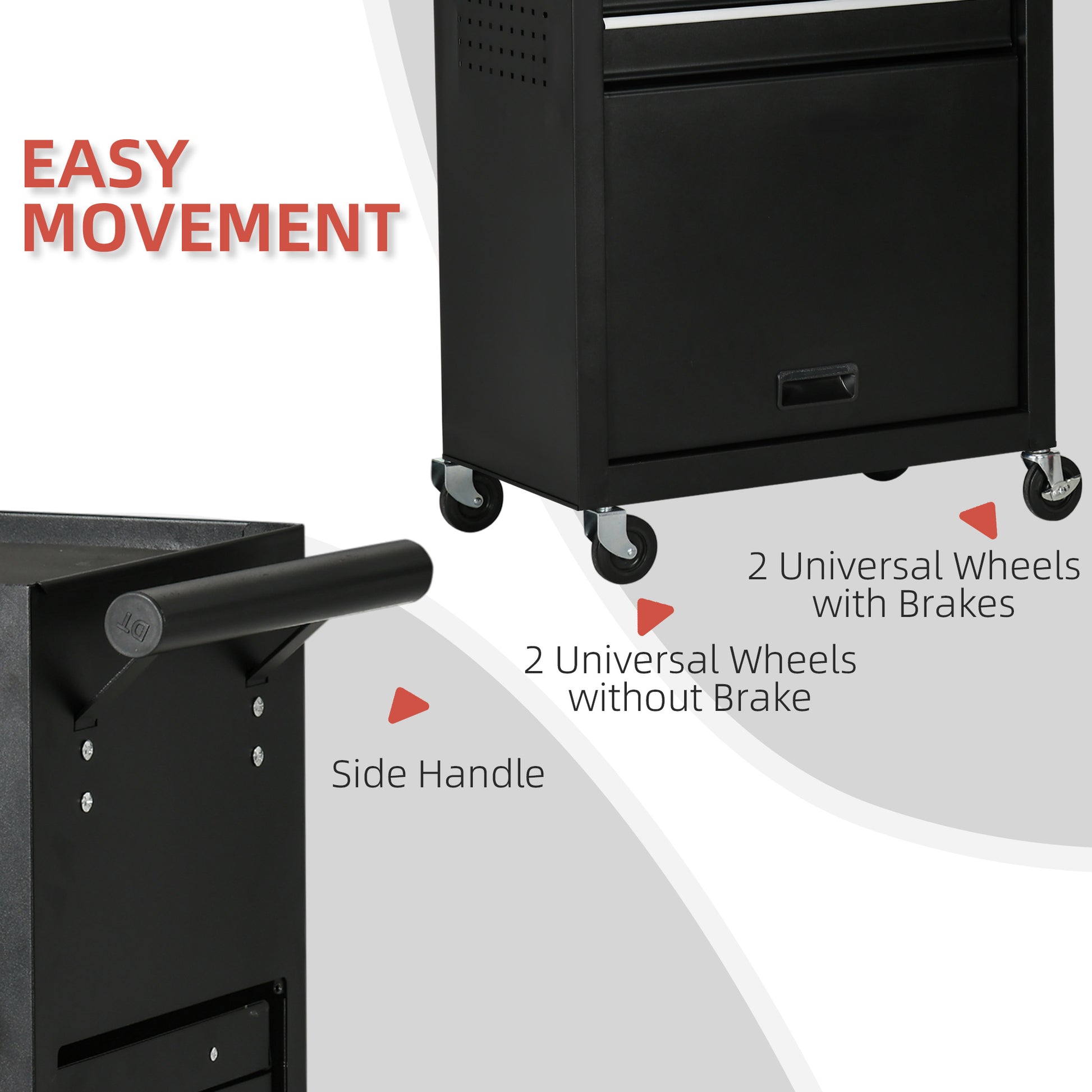 6-Drawer Rolling Tool Chest and Storage Cabinet - Black-DECOROLALA