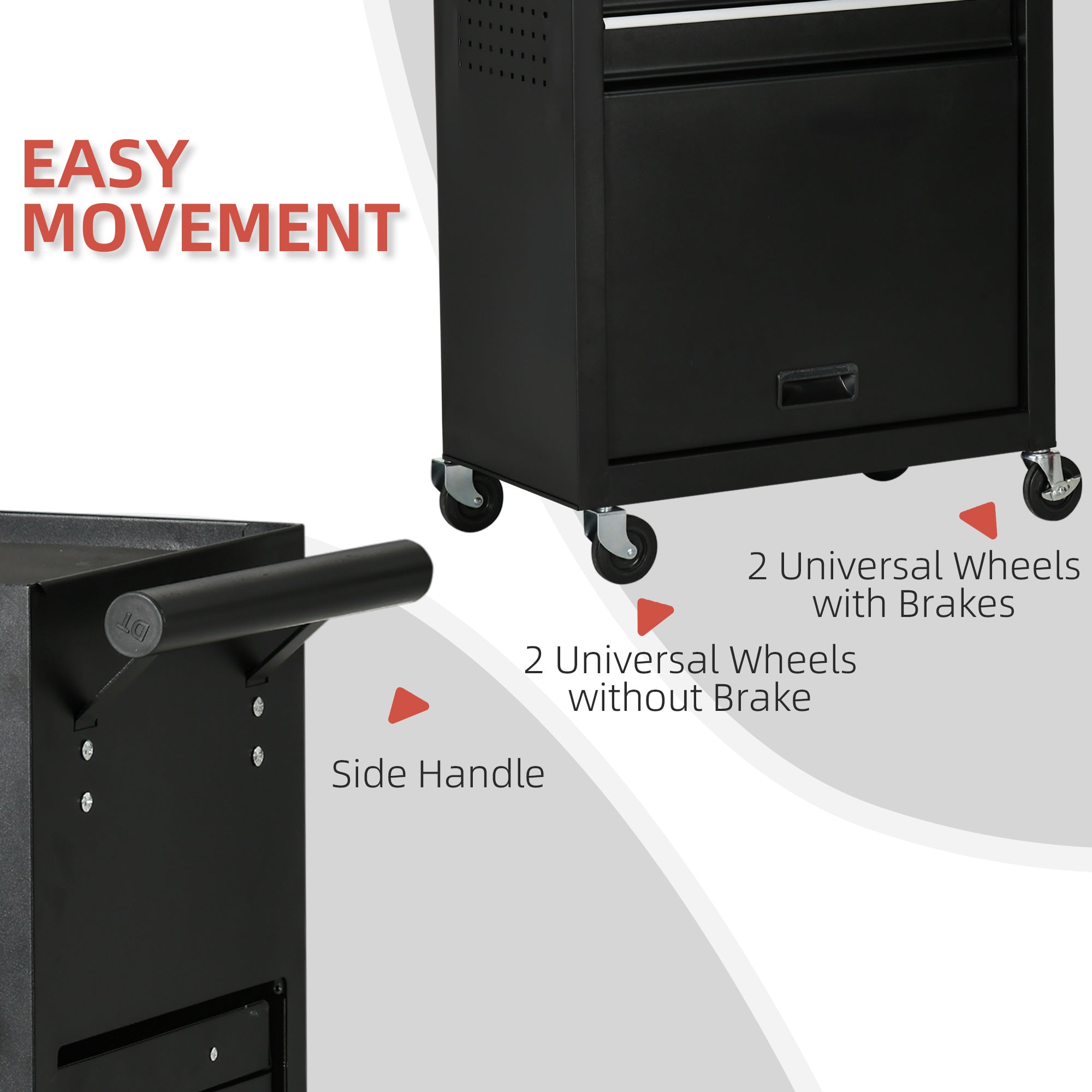 6-Drawer Rolling Tool Chest and Storage Cabinet - Black-DECOROLALA