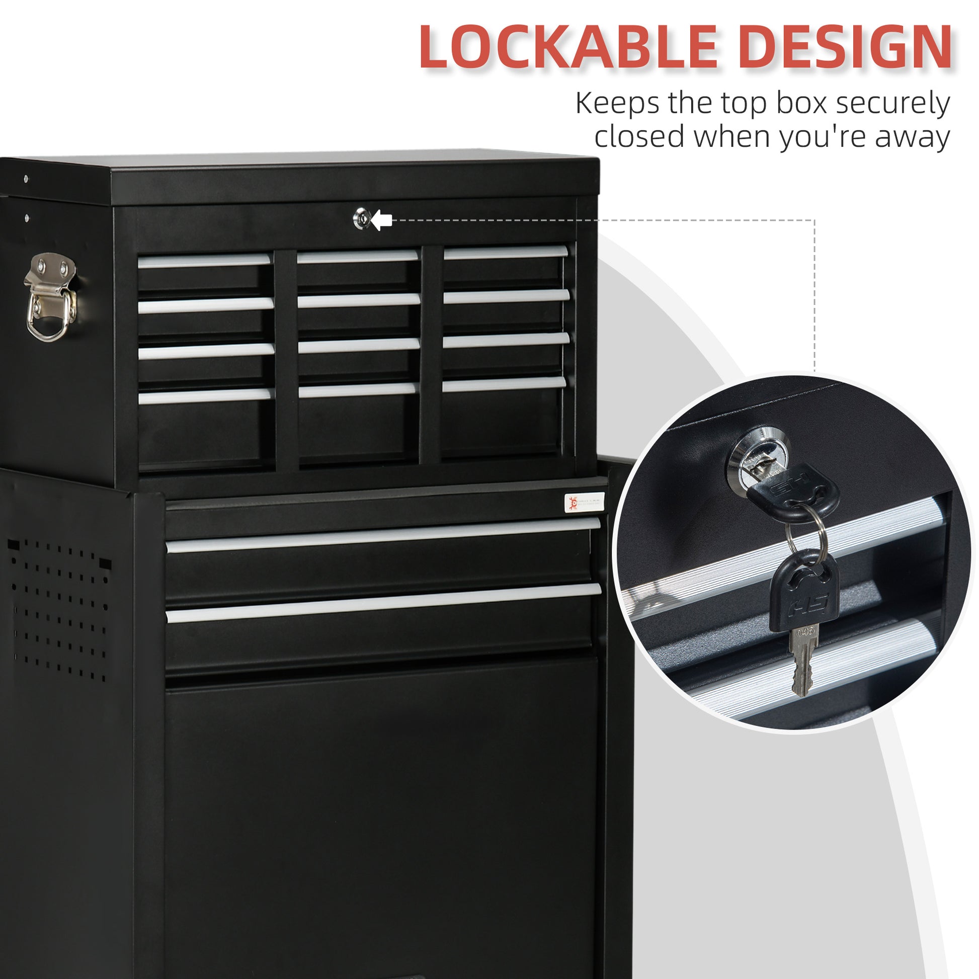6-Drawer Rolling Tool Chest and Storage Cabinet - Black-DECOROLALA