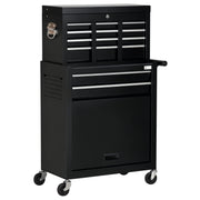 6-Drawer Rolling Tool Chest and Storage Cabinet - Black-DECOROLALA