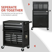 6-Drawer Rolling Tool Chest and Storage Cabinet - Black-DECOROLALA