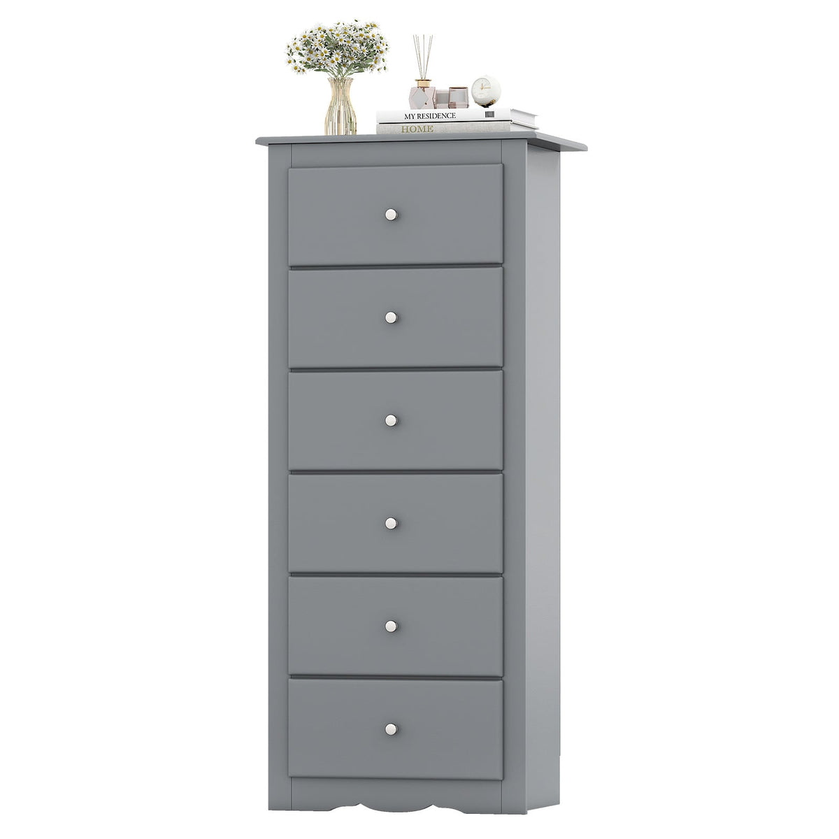 6 Drawers Chest Dresser Gray (min order qty 2)-Dressers & Chests-DECOROLALA