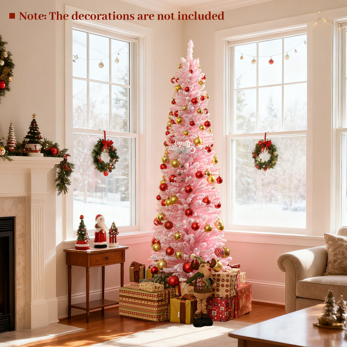 6 FT Artificial Christmas Tree with 460 Branch Tips and Folding Metal Stand-Christmas Trees-DECOROLALA