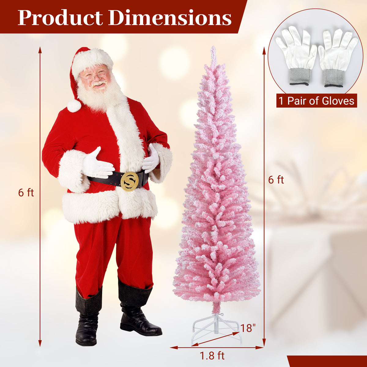 6 FT Artificial Christmas Tree with 460 Branch Tips and Folding Metal Stand-Christmas Trees-DECOROLALA