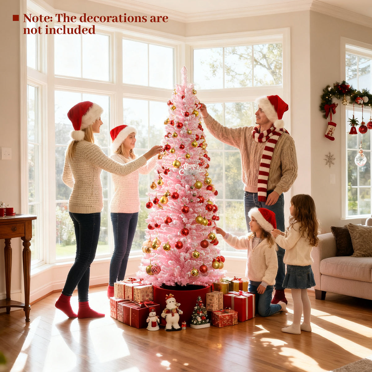 6 FT Artificial Christmas Tree with 460 Branch Tips and Folding Metal Stand-Christmas Trees-DECOROLALA