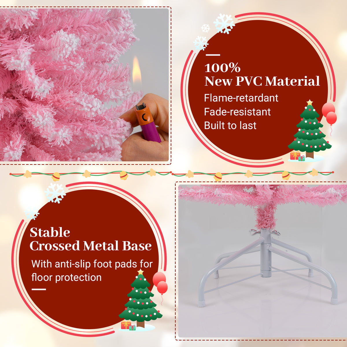 6 FT Artificial Christmas Tree with 460 Branch Tips and Folding Metal Stand-Christmas Trees-DECOROLALA