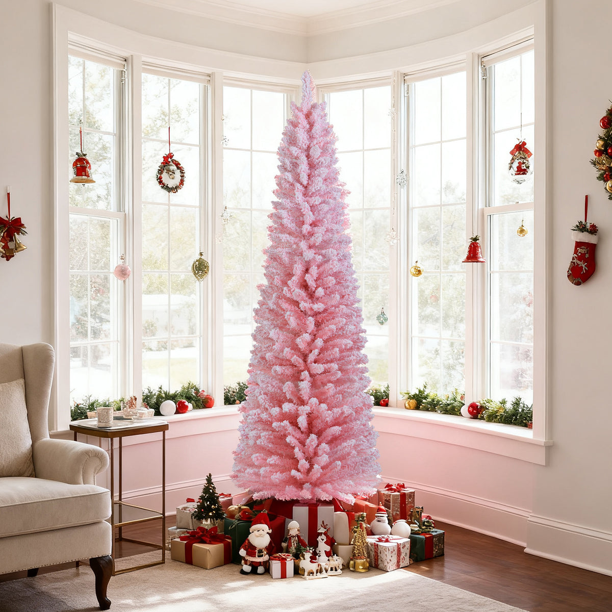 6 FT Artificial Christmas Tree with 460 Branch Tips and Folding Metal Stand-Christmas Trees-DECOROLALA