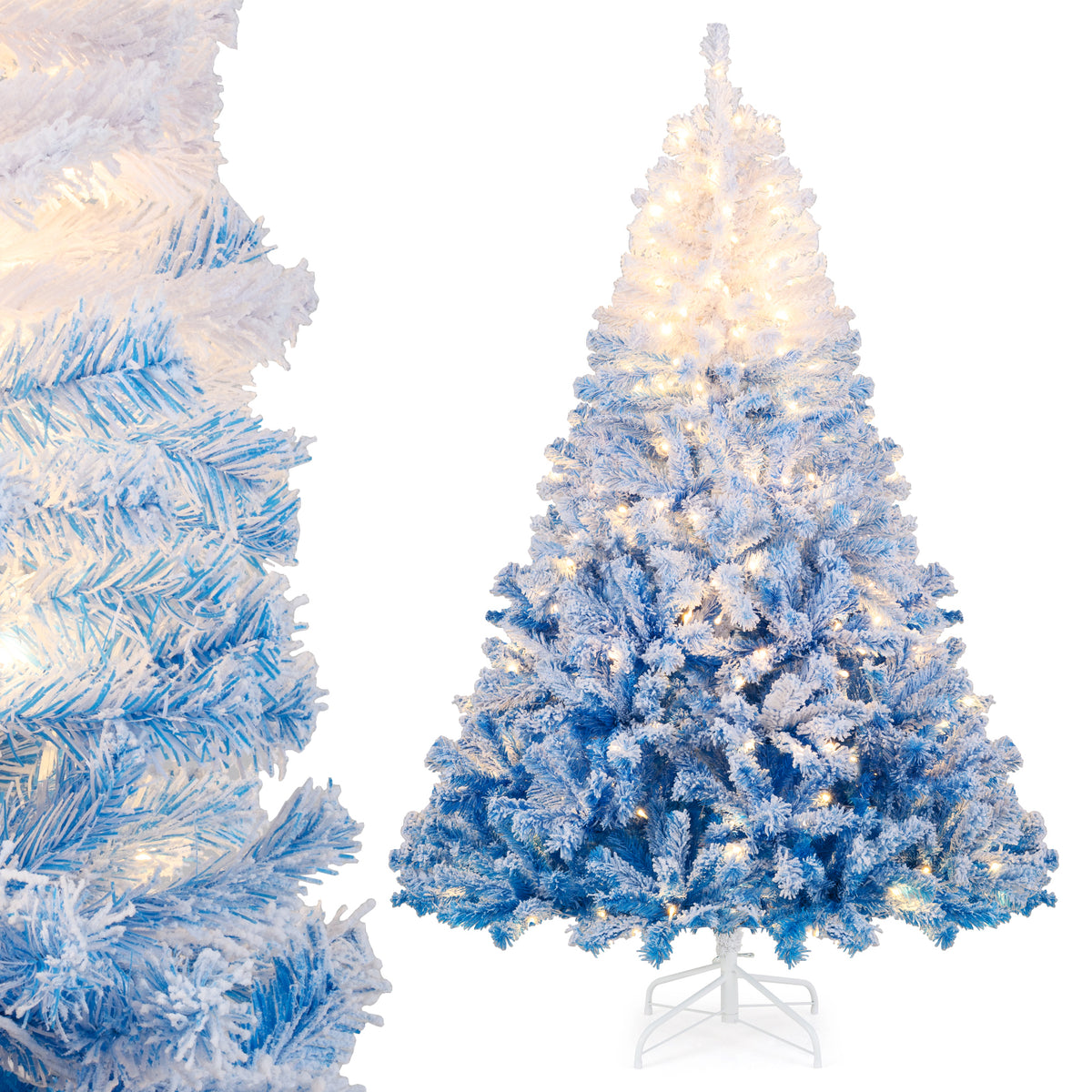 6 FT Artificial Christmas Tree with Warm White LED Lights and 8 Modes-Christmas Trees-DECOROLALA