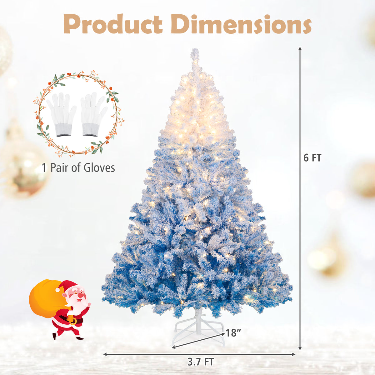 6 FT Artificial Christmas Tree with Warm White LED Lights and 8 Modes-Christmas Trees-DECOROLALA