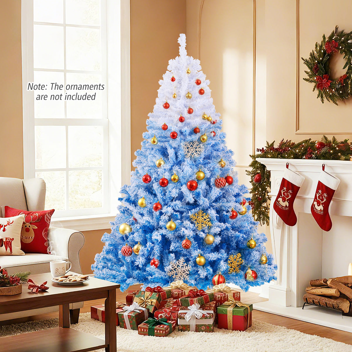 6 FT Artificial Christmas Tree with Warm White LED Lights and 8 Modes-Christmas Trees-DECOROLALA