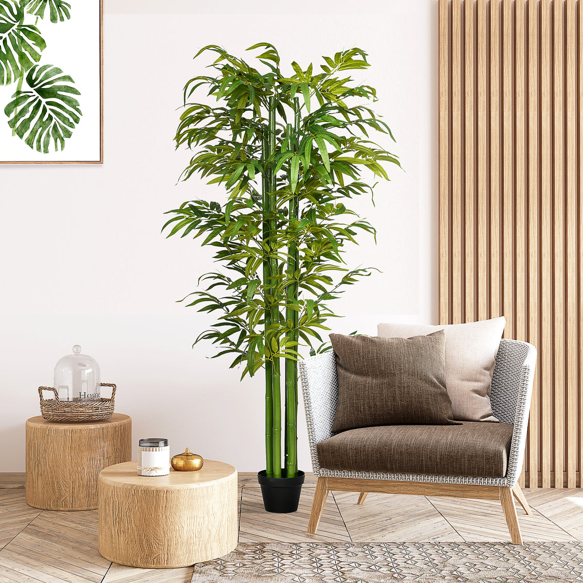 6 FT Artificial Tree Bamboo Tree Fake Plants in Pot for Home Office Living Room Decor, Green-Artificial Trees-DECOROLALA