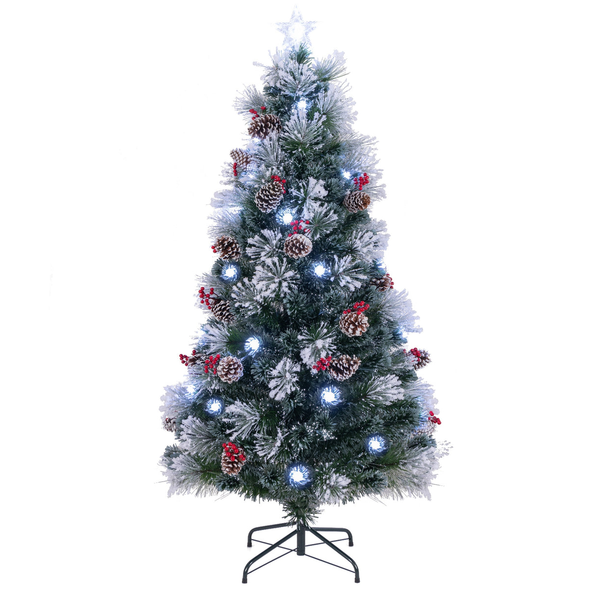 6 FT Flocked Christmas Tree with 8 Lighting Modes-Christmas Trees-DECOROLALA