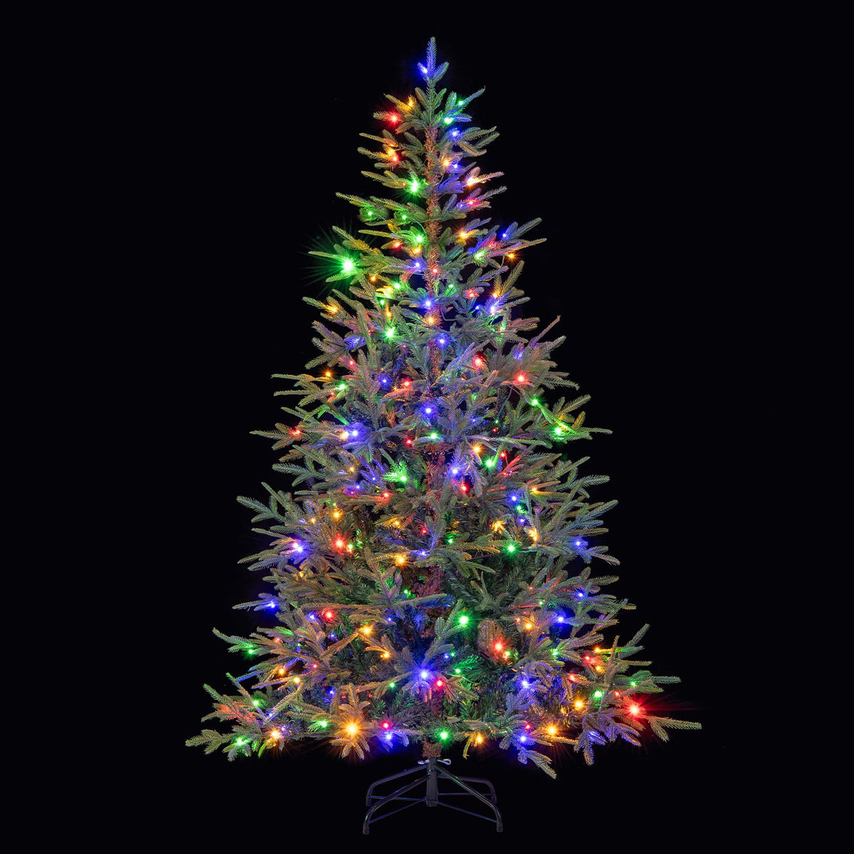 6 FT Pre-Lit Artificial Christmas Tree Hinged Xmas Tree with 250 Warm White & Multicolored LED Lights-Christmas Trees-DECOROLALA