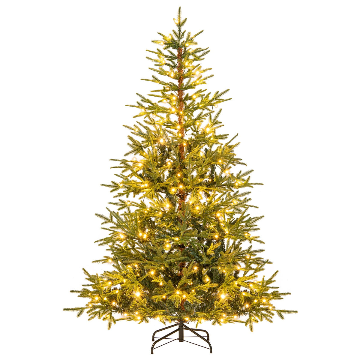 6 FT Pre-Lit Artificial Christmas Tree Hinged Xmas Tree with 250 Warm White & Multicolored LED Lights-Christmas Trees-DECOROLALA