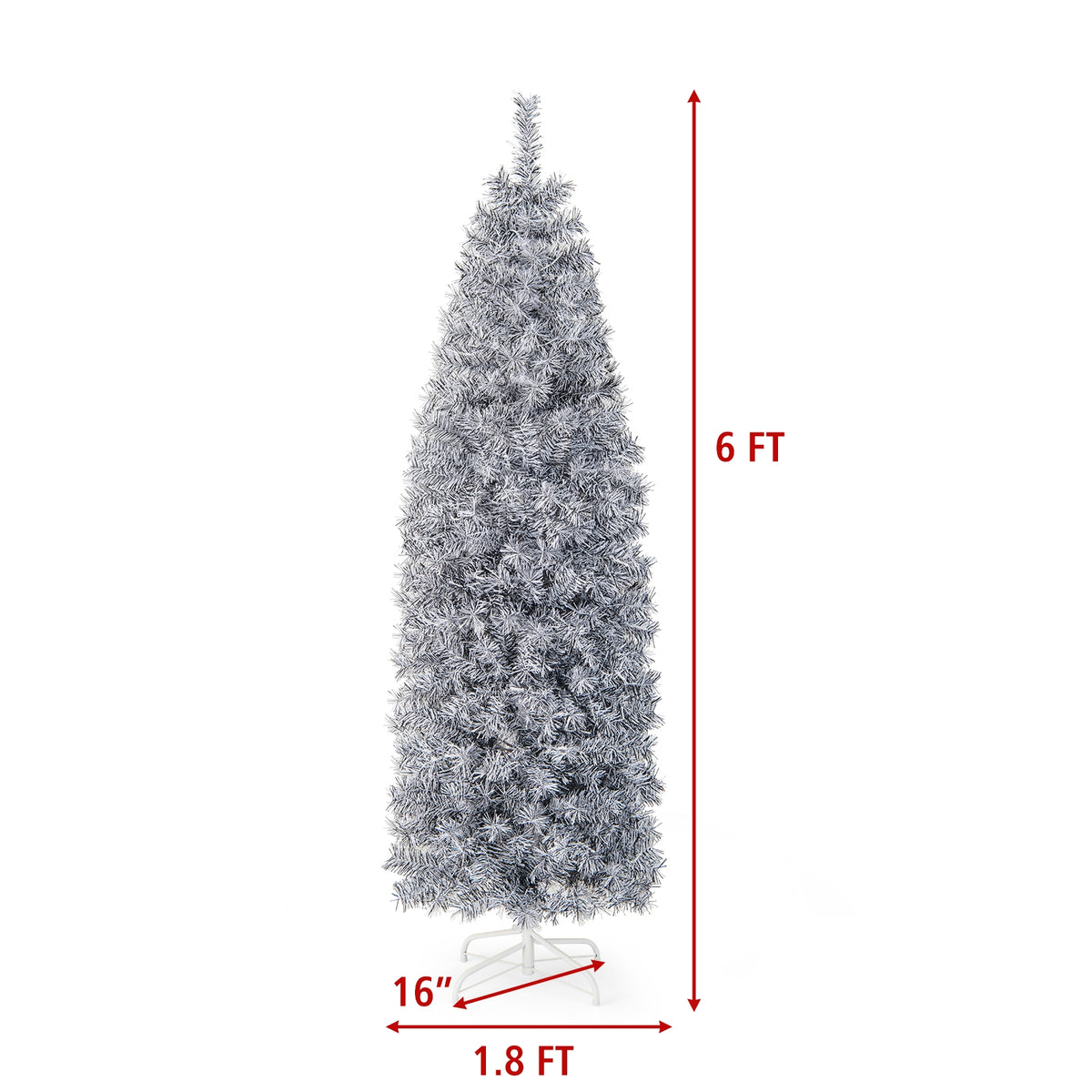 6 FT Pre-Lit Artificial Christmas Tree with 250 Cool-White LED Lights Black and White-6 ft-Christmas Trees-DECOROLALA