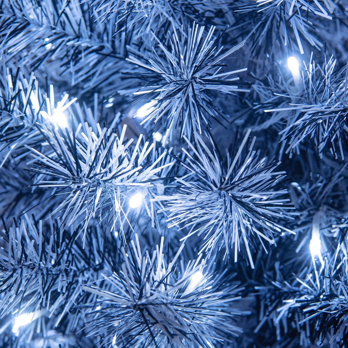 6 FT Pre-Lit Artificial Christmas Tree with 250 Cool-White LED Lights Black and White-6 ft-Christmas Trees-DECOROLALA