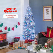 6 FT Pre-Lit Artificial Christmas Tree with 250 Cool-White LED Lights Black and White-6 ft-Christmas Trees-DECOROLALA