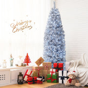 6 FT Pre-Lit Artificial Christmas Tree with 250 Cool-White LED Lights Black and White-7 ft-Christmas Trees-DECOROLALA