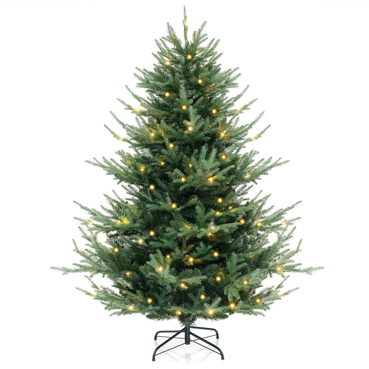 6 FT Pre-Lit Artificial Hinged Xmas Tree with 778 PVC and PE Branch Tips-M-Christmas Trees-DECOROLALA