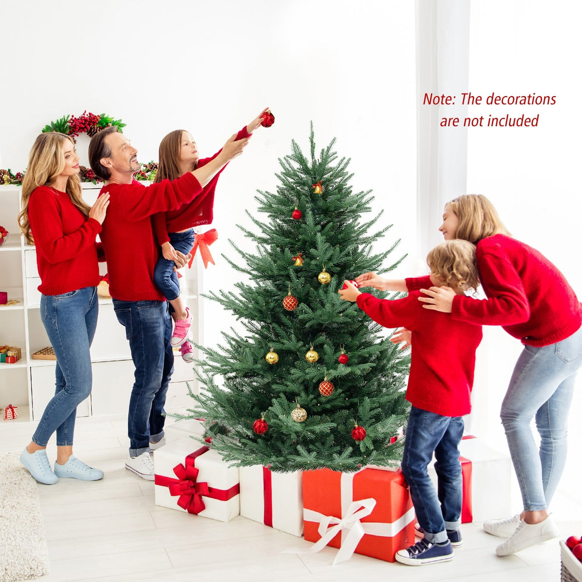 6 FT Pre-Lit Artificial Hinged Xmas Tree with 778 PVC and PE Branch Tips-M-Christmas Trees-DECOROLALA