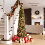 6 FT Pre-Lit Pencil Christmas Tree with 180 Warm White LED Lights-Christmas Trees-DECOROLALA