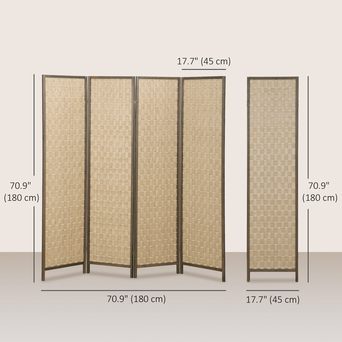 6 FT Room Divider - 4 Panel Folding Privacy Screen Brown-Home Furnishings > Living Room Furniture > Room Dividers-DECOROLALA